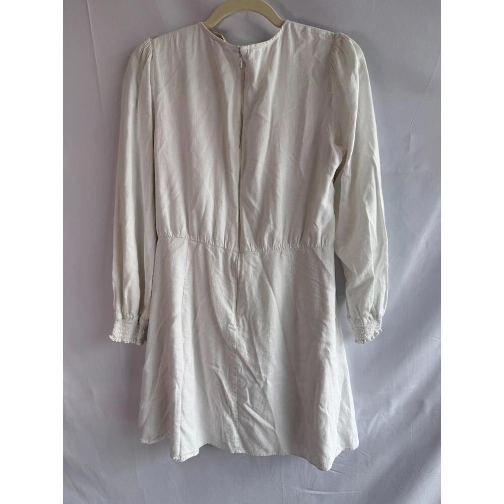 Michael Kors White Linen Tie Front Dress Size M with Zipper Chipping - Picture 5 of 11